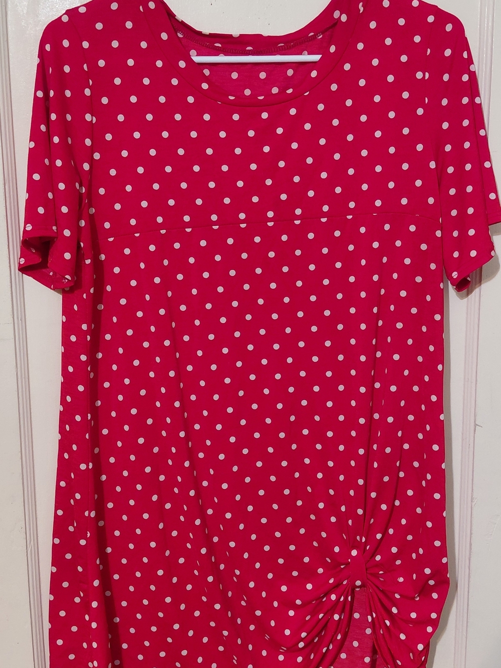 Women’s Red Polka Dot Short Sleeve Top